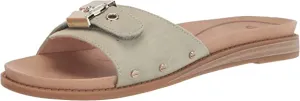 Scholl's Detailed Slip Slide Special deal Trusted Pistachio Originalist Dr. Flat On Open Toe Sandals