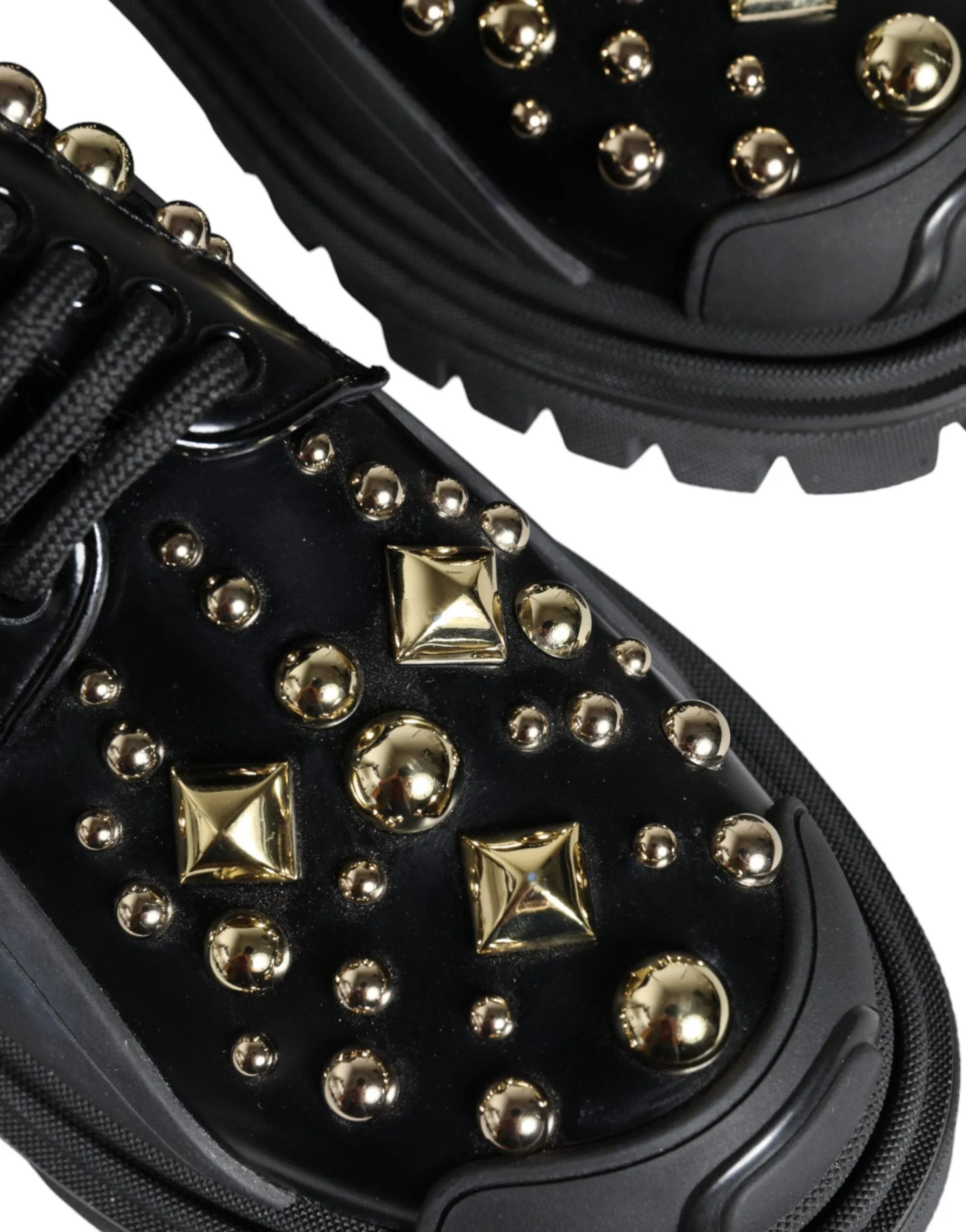 Shoes Power-efficient Dolce Trekking Gabbana Leather Derby & Black Embellished International shipping
