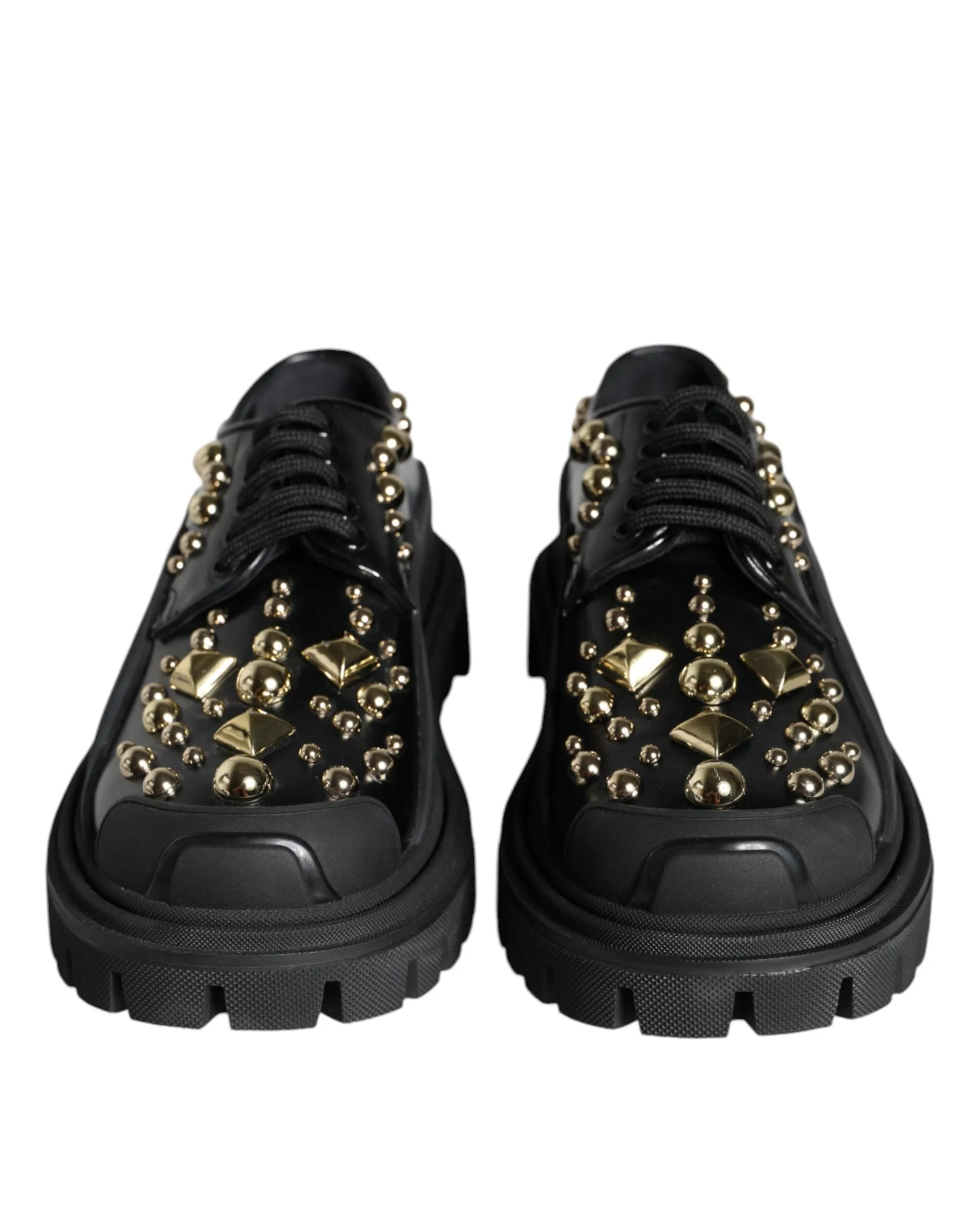 Shoes Power-efficient Dolce Trekking Gabbana Leather Derby & Black Embellished International shipping
