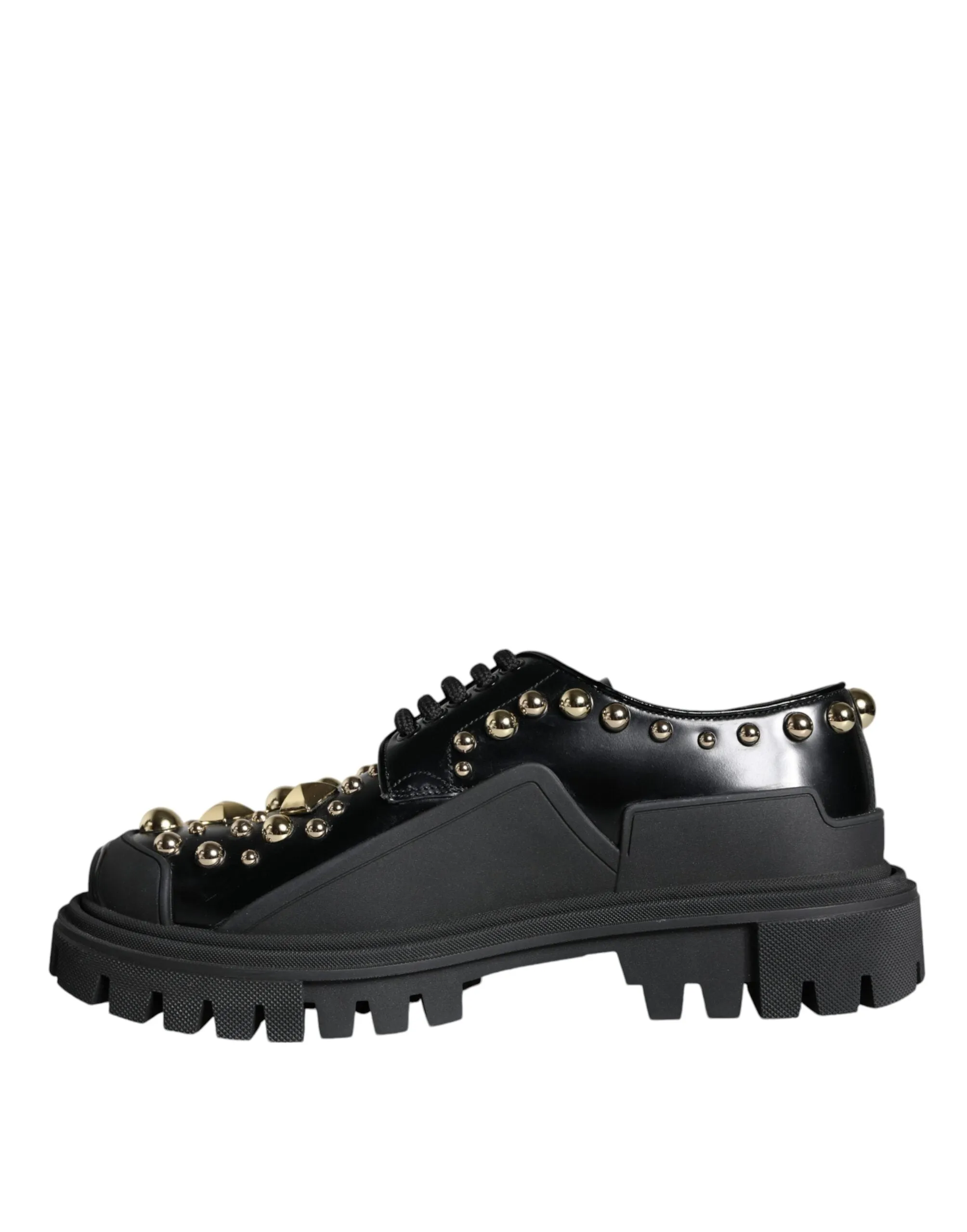 Shoes Power-efficient Dolce Trekking Gabbana Leather Derby & Black Embellished International shipping
