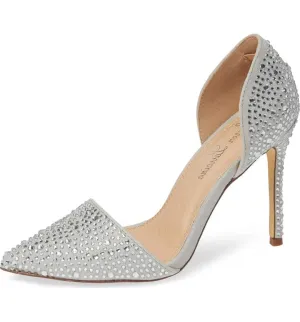 Silver D'Orsay Practical design Sari Formal Crystal Pumps Toe Lauren Lorraine Pointed Embellished Future-proof
