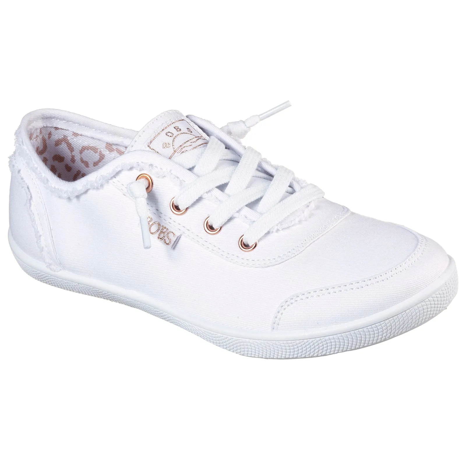 Skechers Womens Bobs B Cute White Canvas Vegan Slip On Pumps Shoes