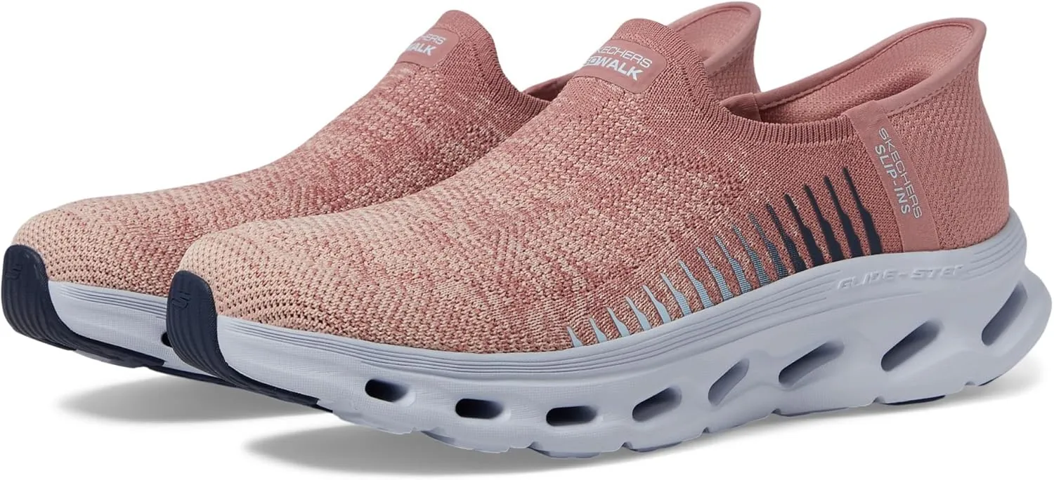 SKECHERS Women's Go Walk Glide Step 2.0 Venus Hands Free Slip-Ins Sneaker, Mauve/Blue, 8