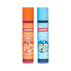 SOAPEN Kids' Roll-On Hand Soap | As Seen on Shark Tank | Fun, Colorful Soap Pen | Encourages Proper Handwashing (2-Pack: Tangerine/Berry)