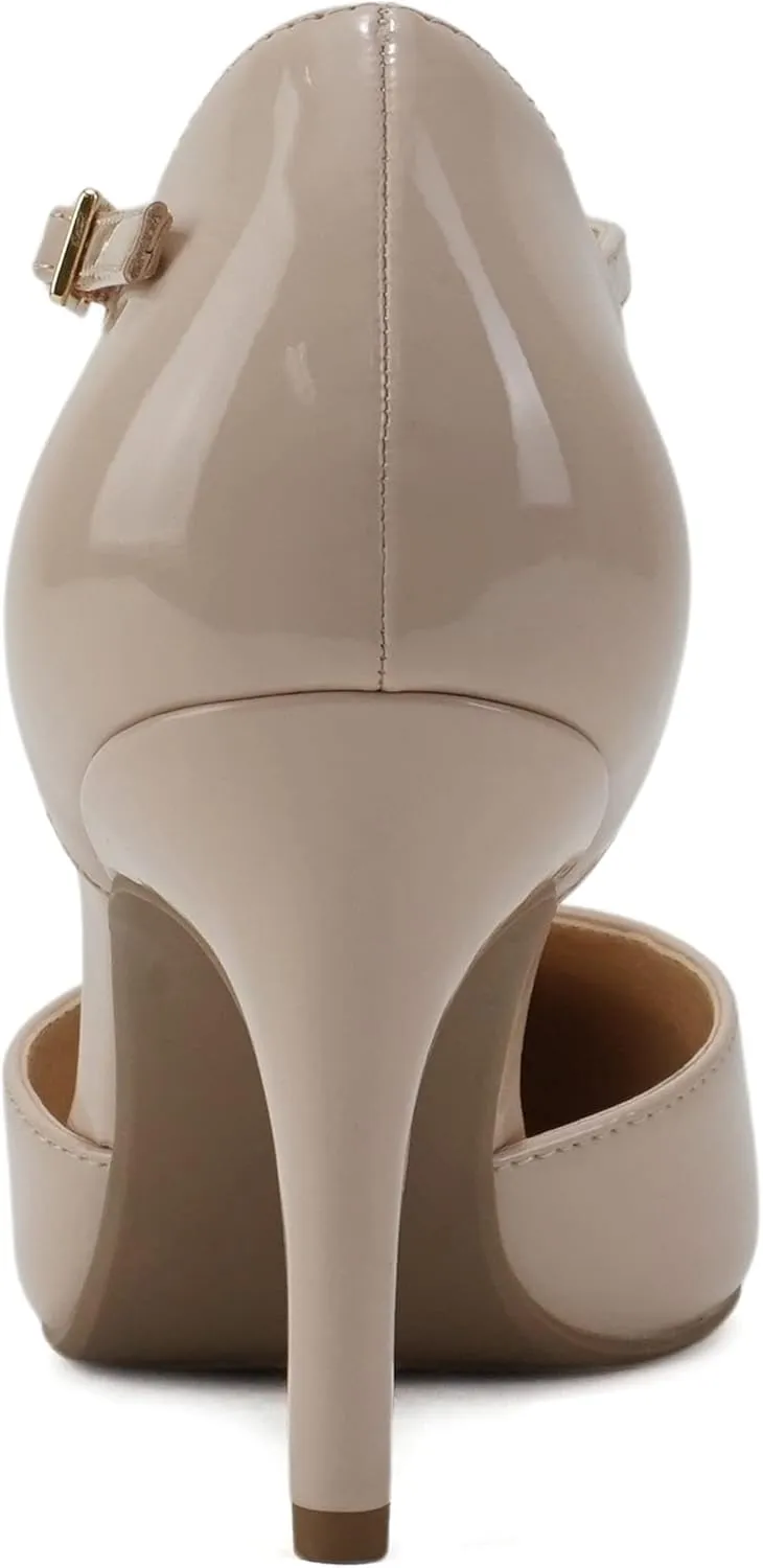 Soda Bahia ~ Women Pointed Toe Closed Back Counter Stiletto Mid Heel T-Strap Pump Shoe