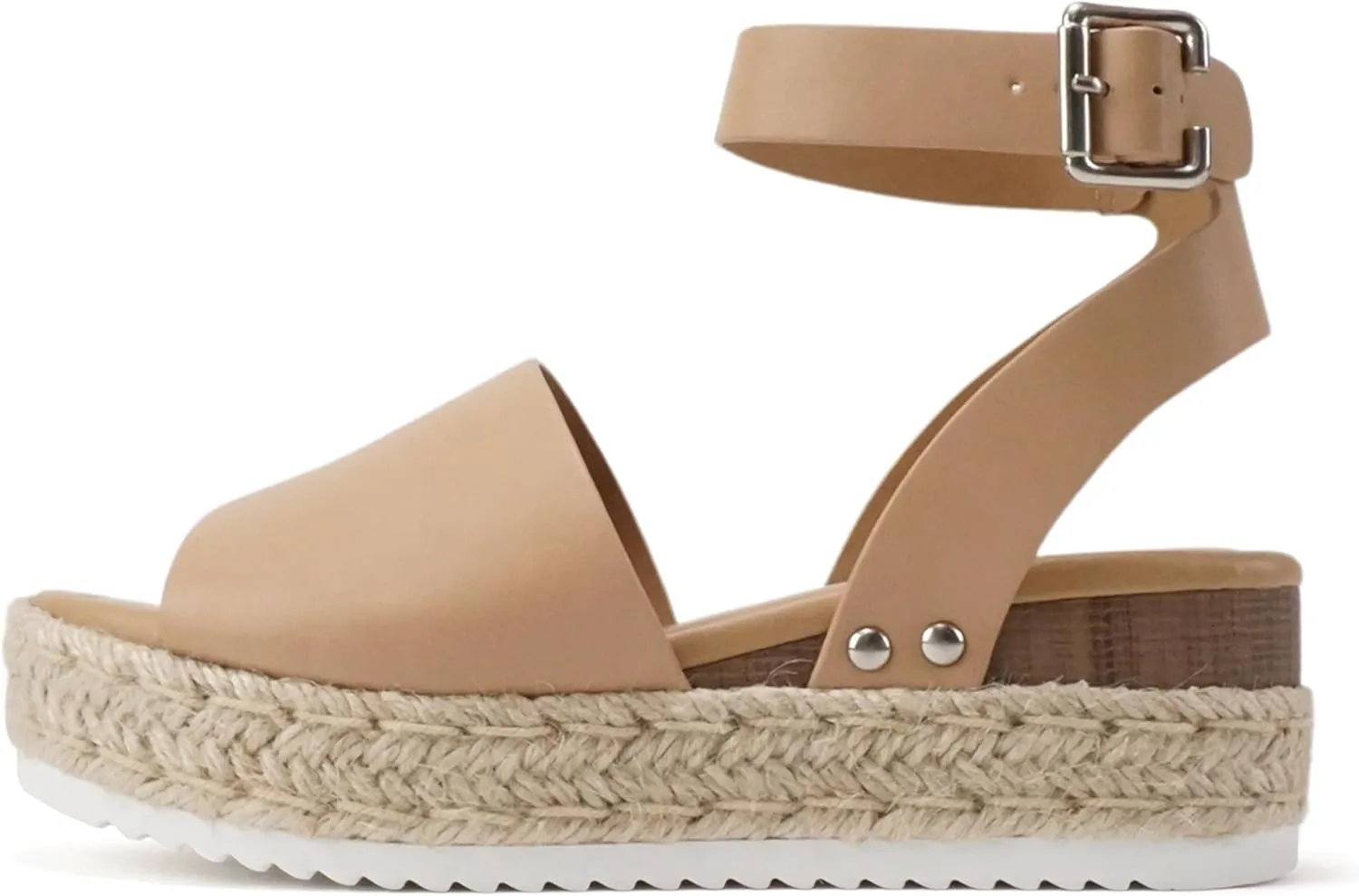 Soda Topic Open Toe Buckle Ankle Strap Espadrilles Flatform Wedge Casual Sandal
