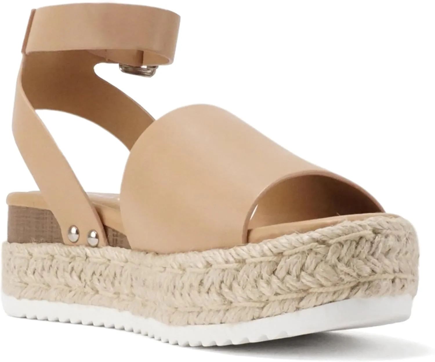 Soda Topic Open Toe Buckle Ankle Strap Espadrilles Flatform Wedge Casual Sandal