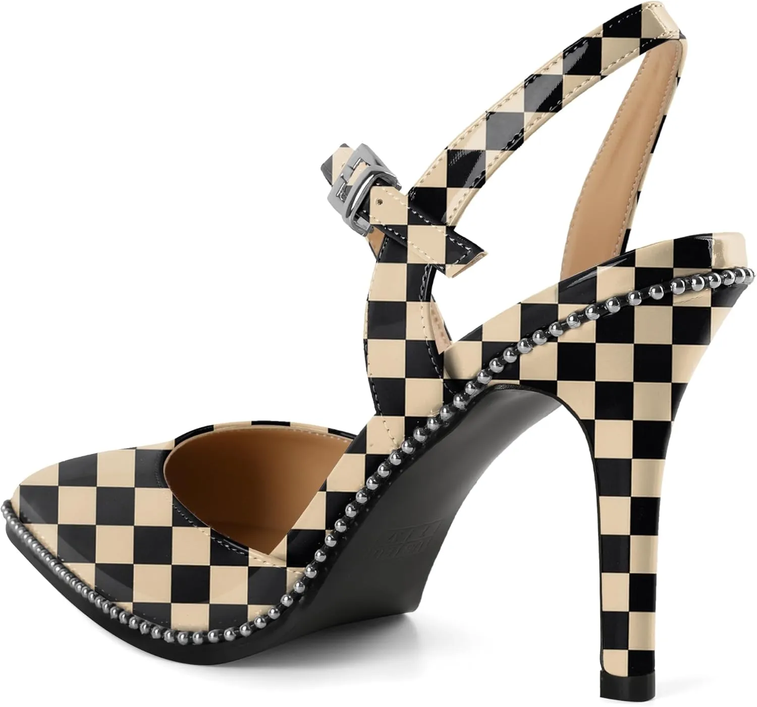 Soireelady Women Slingback Heels High Heel Beaded Pumps Pointed Toe Stilettos Slip On Strappy Heels Dress Pumps Shoes 3.5 Inch