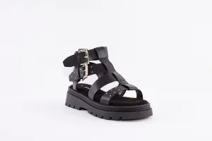 SPROX - 556930 GLADIATOR STRAP WEDGE FASHION SANDAL - BLACK