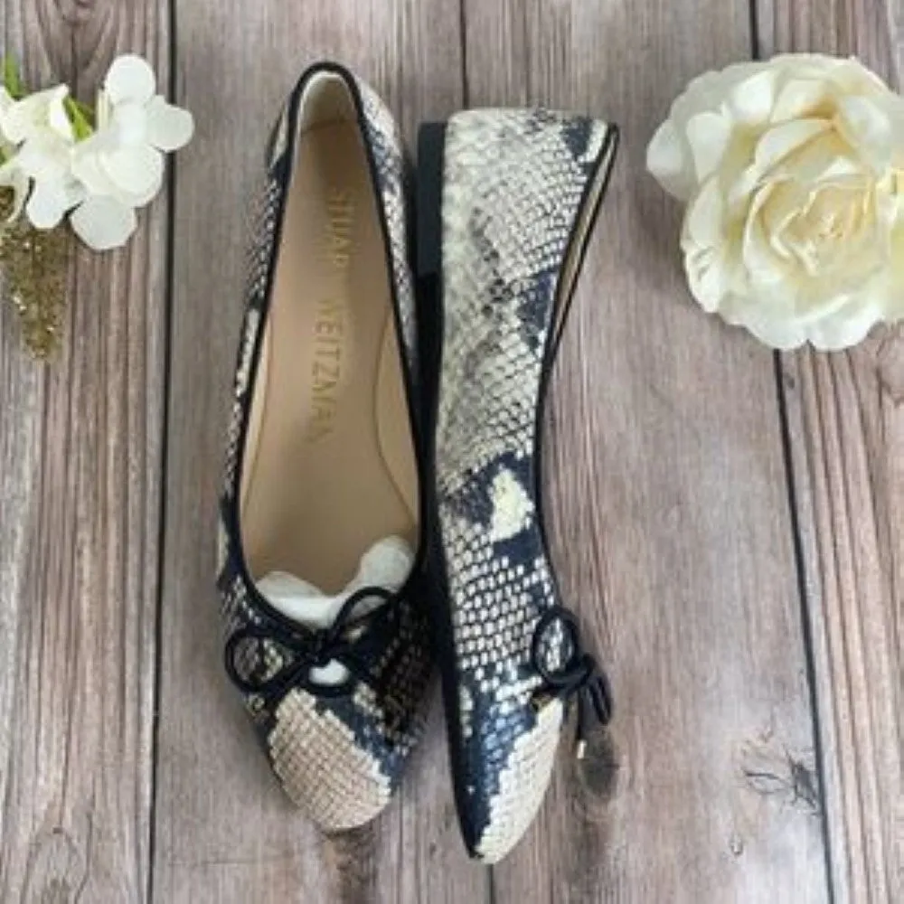 Stuart Weitzman Snake Skin Leather Flats 7.5M