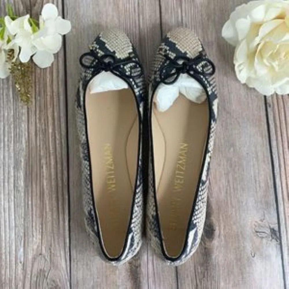 Stuart Weitzman Snake Skin Leather Flats 7.5M