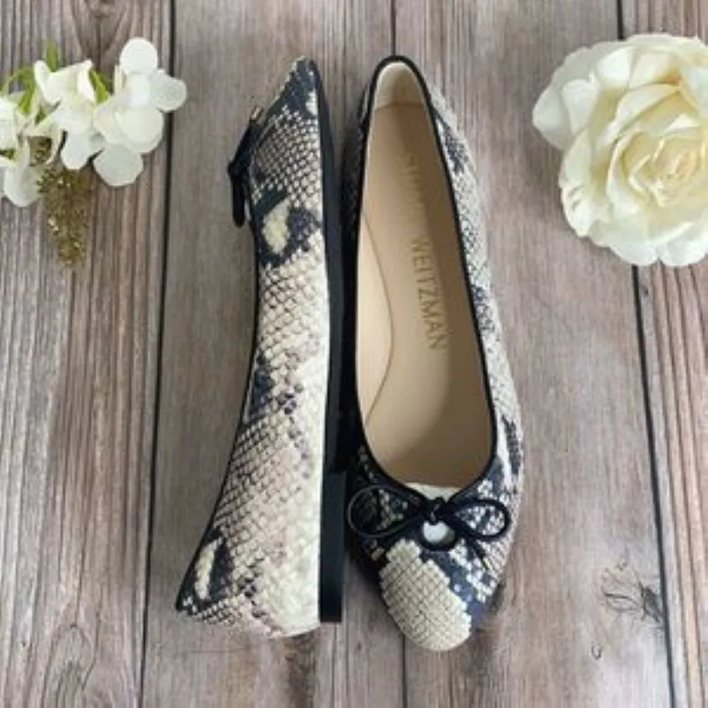 Stuart Weitzman Snake Skin Leather Flats 7.5M