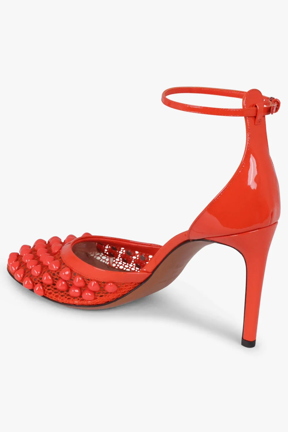 Stud Fishnet Mesh 90mm Pump | Orange