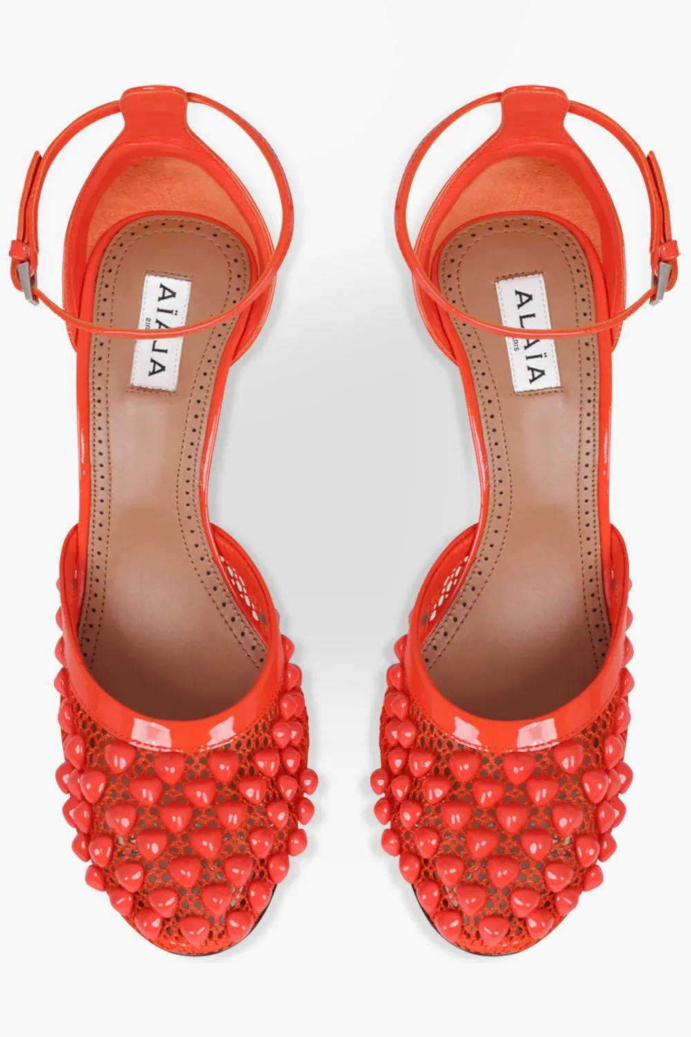 Stud Fishnet Mesh 90mm Pump | Orange