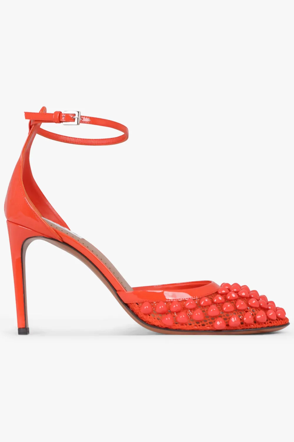 Stud Fishnet Mesh 90mm Pump | Orange