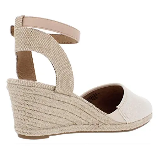 Style & Co. Womens Mailena Canvas Buckle Wedge Sandals Beige 8 Medium (B,M)