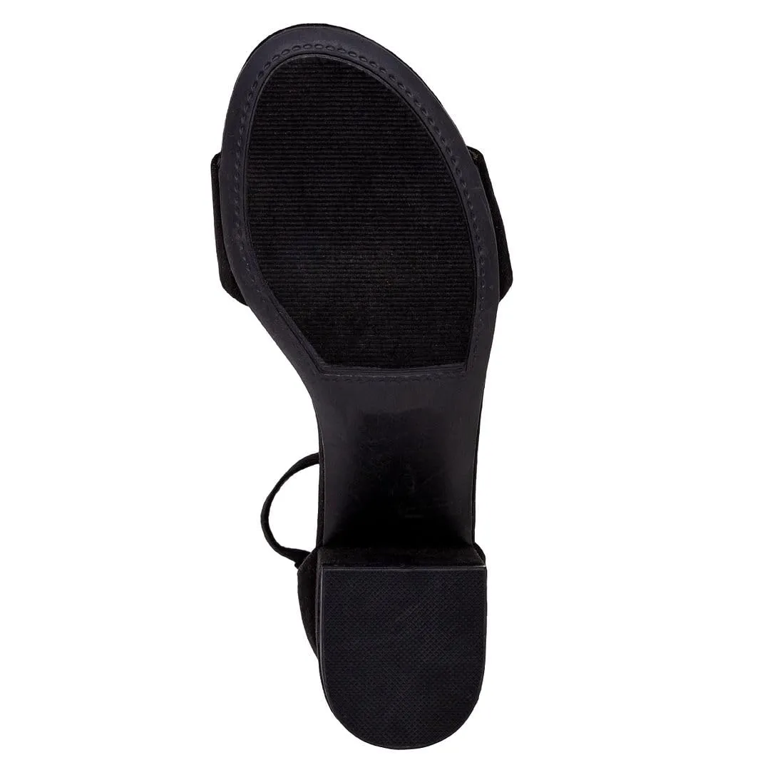 Sugar Women's Low Two Piece Block Heel Dress Shoe Ladies Ankle Strap Pump Sandal-Noelle-Black Micro-6.5