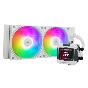 Thermalright FW240 White ARGB CPU Water Cooler with 2 PWM Fans with 2000RPM,IPS LCD Screen with 320 * 240 Resolution,Liquid CPU Cooler with 2.4in LCD Display,PC Aio for AM5/Intel LGA1851/1700