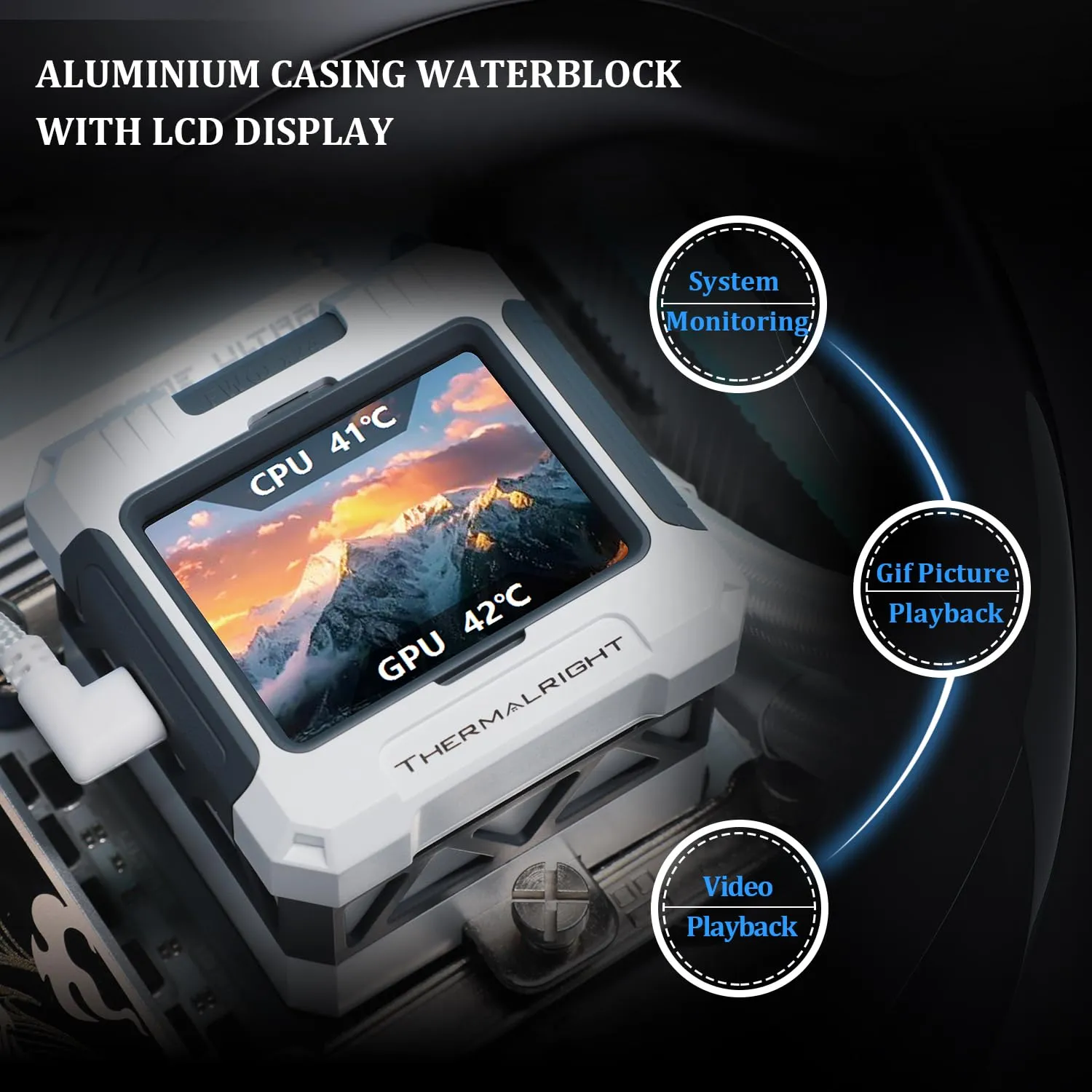 Thermalright FW240 White ARGB CPU Water Cooler with 2 PWM Fans with 2000RPM,IPS LCD Screen with 320 * 240 Resolution,Liquid CPU Cooler with 2.4in LCD Display,PC Aio for AM5/Intel LGA1851/1700