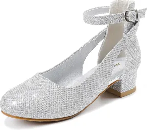 Toddler Girls Dress Shoes Flower Princess Shoes Girls Pump Low Heels Party Wedding for Little Big Kid