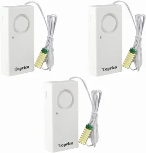 Topvico Water Leak Sensor Detector Flood Alarm for Basement RV Moisture 120dB Work Alone Battery Operated 3 Packs