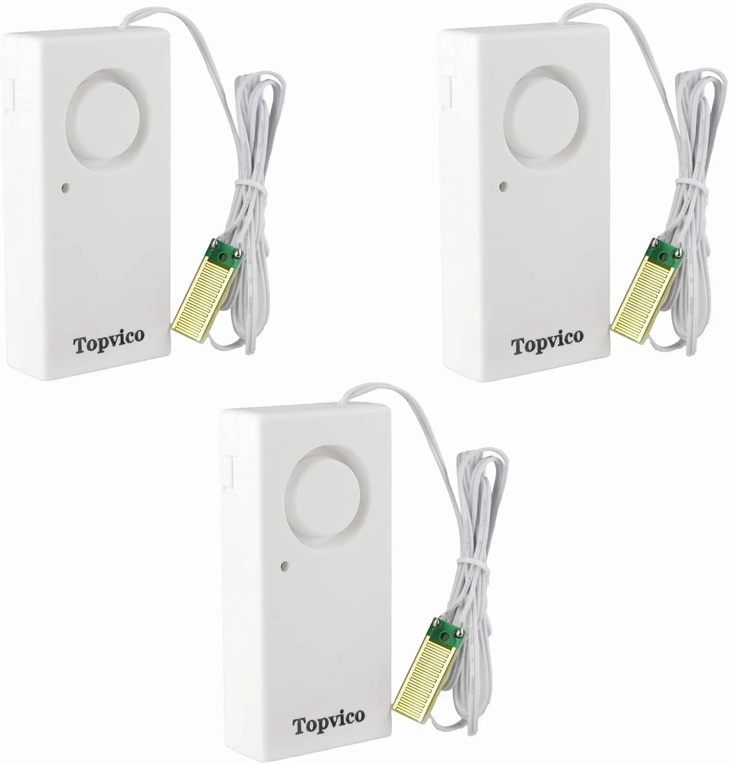 Topvico Water Leak Sensor Detector Flood Alarm for Basement RV Moisture 120dB Work Alone Battery Operated 3 Packs