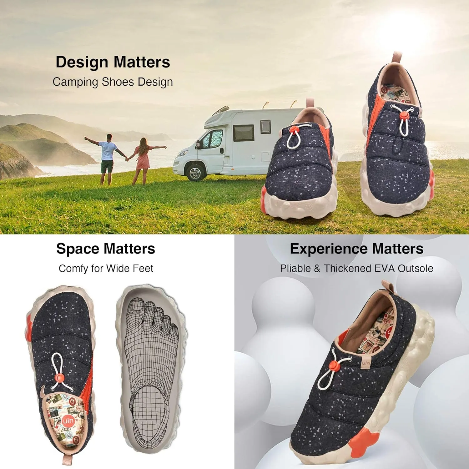 UIN Men's Camping Walking Travel Shoes Casual Slip On Loafers Lightweight Art Painted Fashion Sneaker Toledo