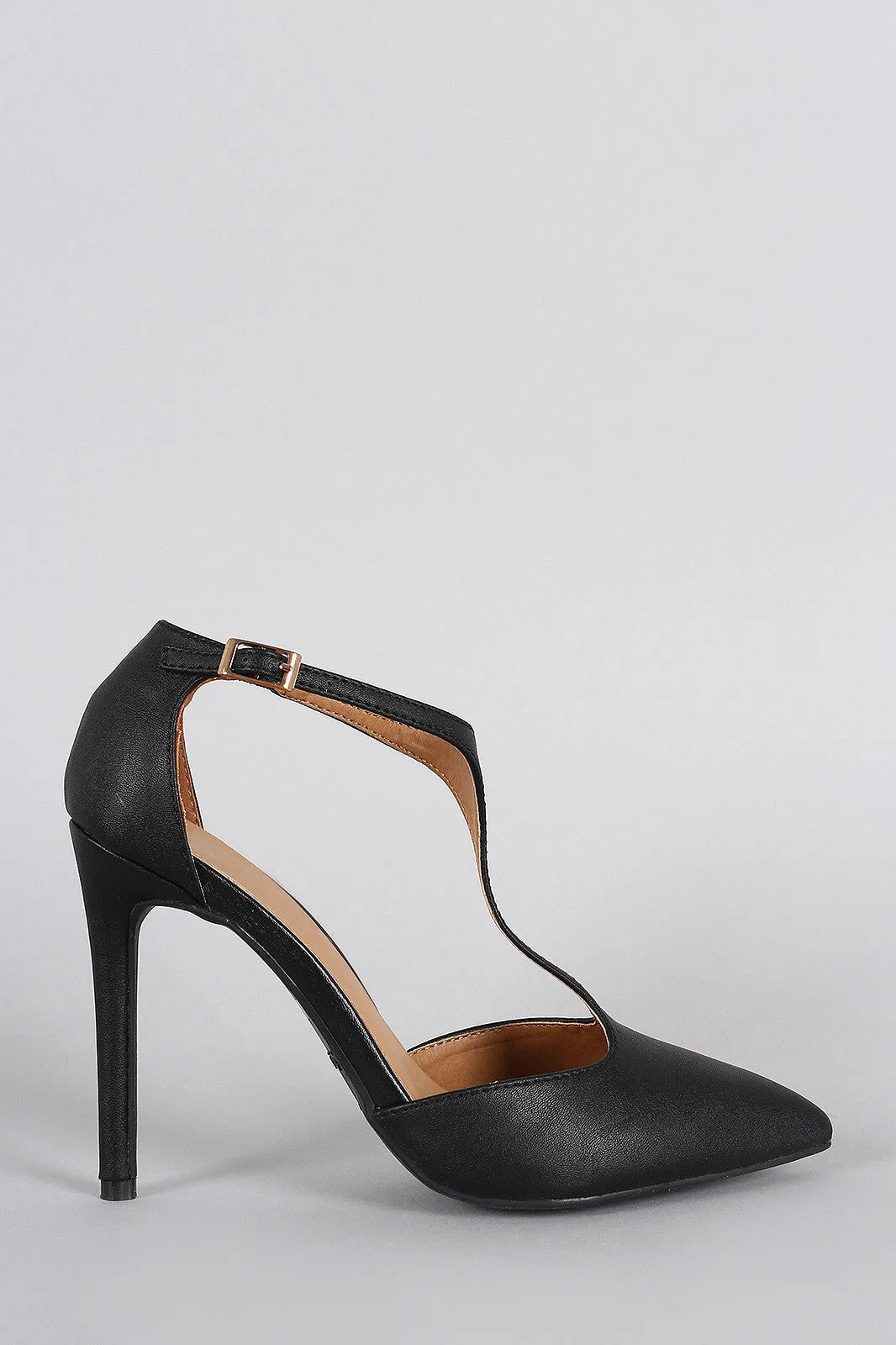 Vegan Pump Toe Leather Chic Secure payment options T-Strap Pointy