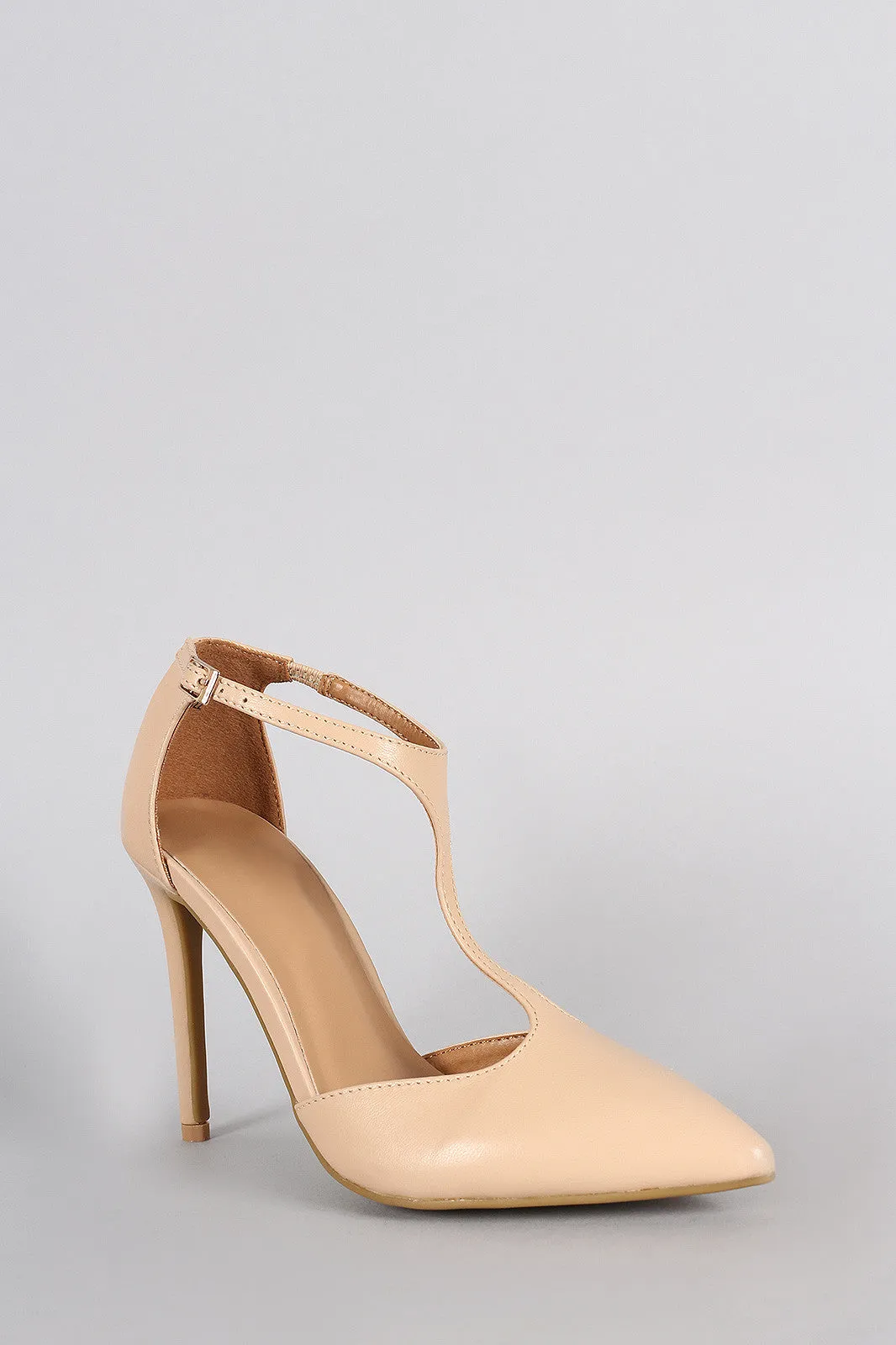 Vegan Pump Toe Leather Chic Secure payment options T-Strap Pointy