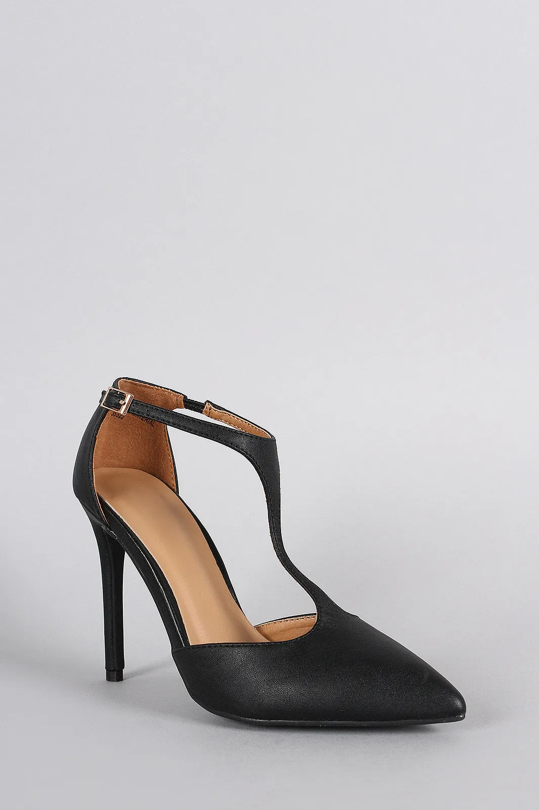 Vegan Pump Toe Leather Chic Secure payment options T-Strap Pointy