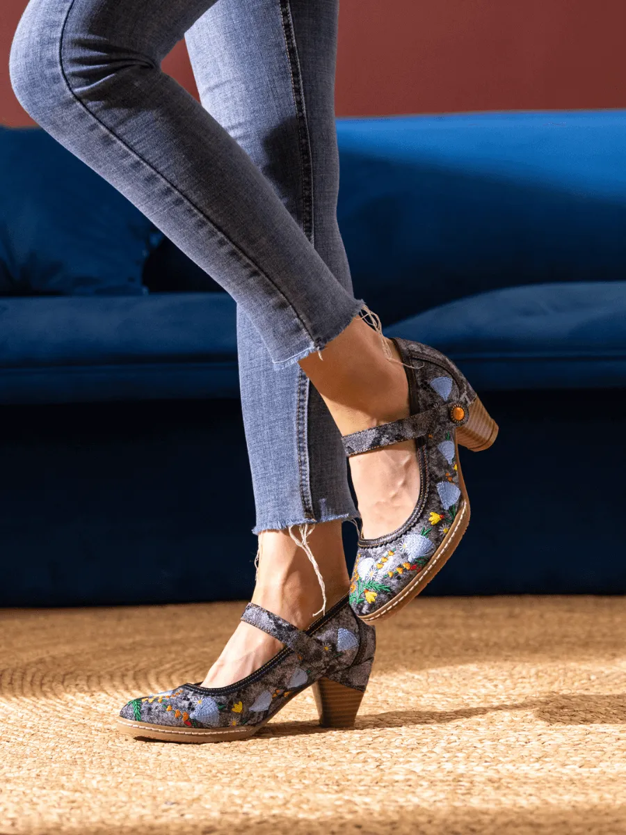 Vicconfy | GEORGINA FLORAL LEATHER PUMP