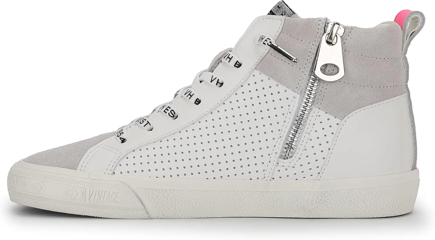 Vintage Havana Womens Lester Perforated High Slip On Sneakers Shoes Casual - Grey