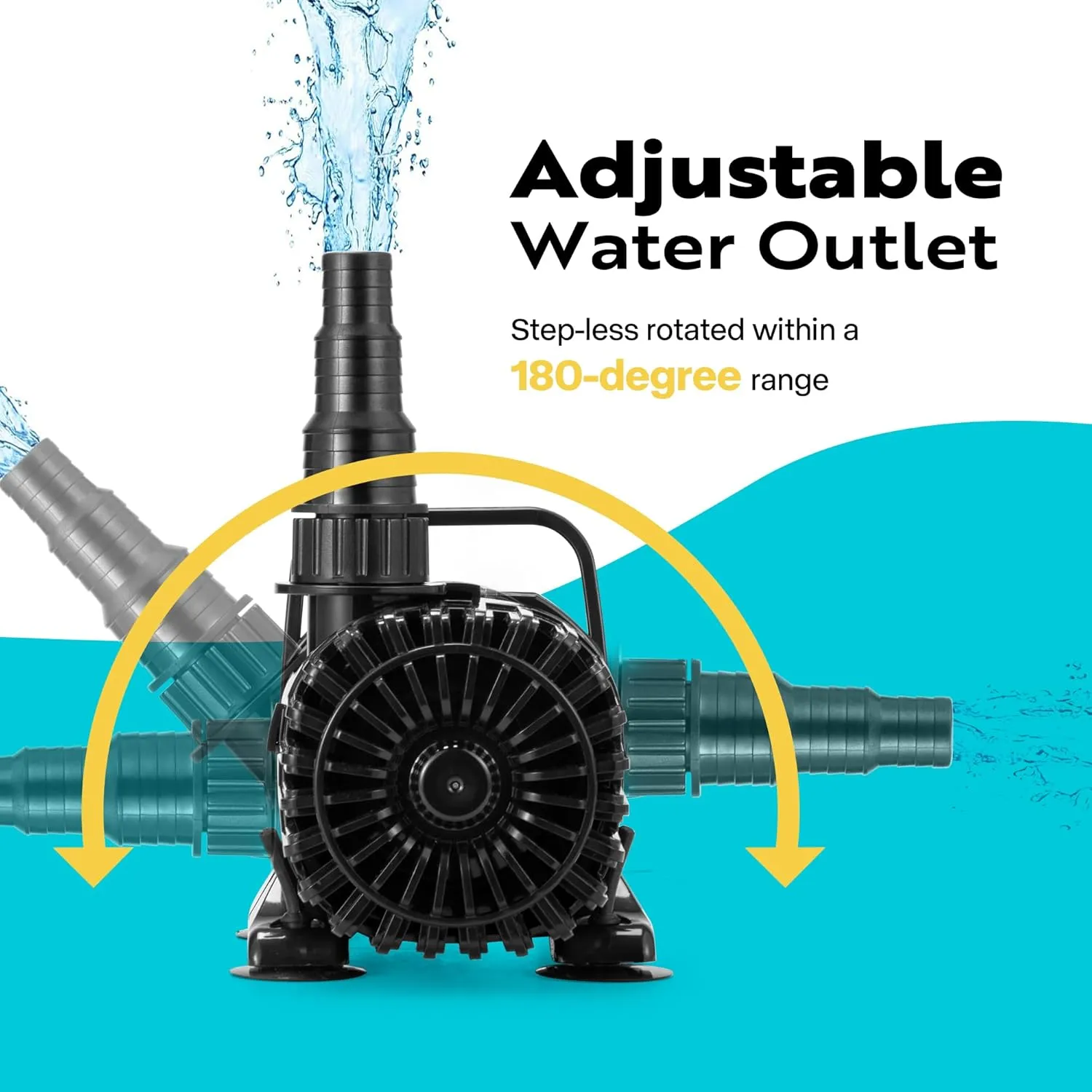 VIVOHOME 100W 1800GPH Submersible Water Pump with 180° Adjustable Water Outlet, 13.8ft High Lift for Waterfall Fountains Fish Tank Pond
