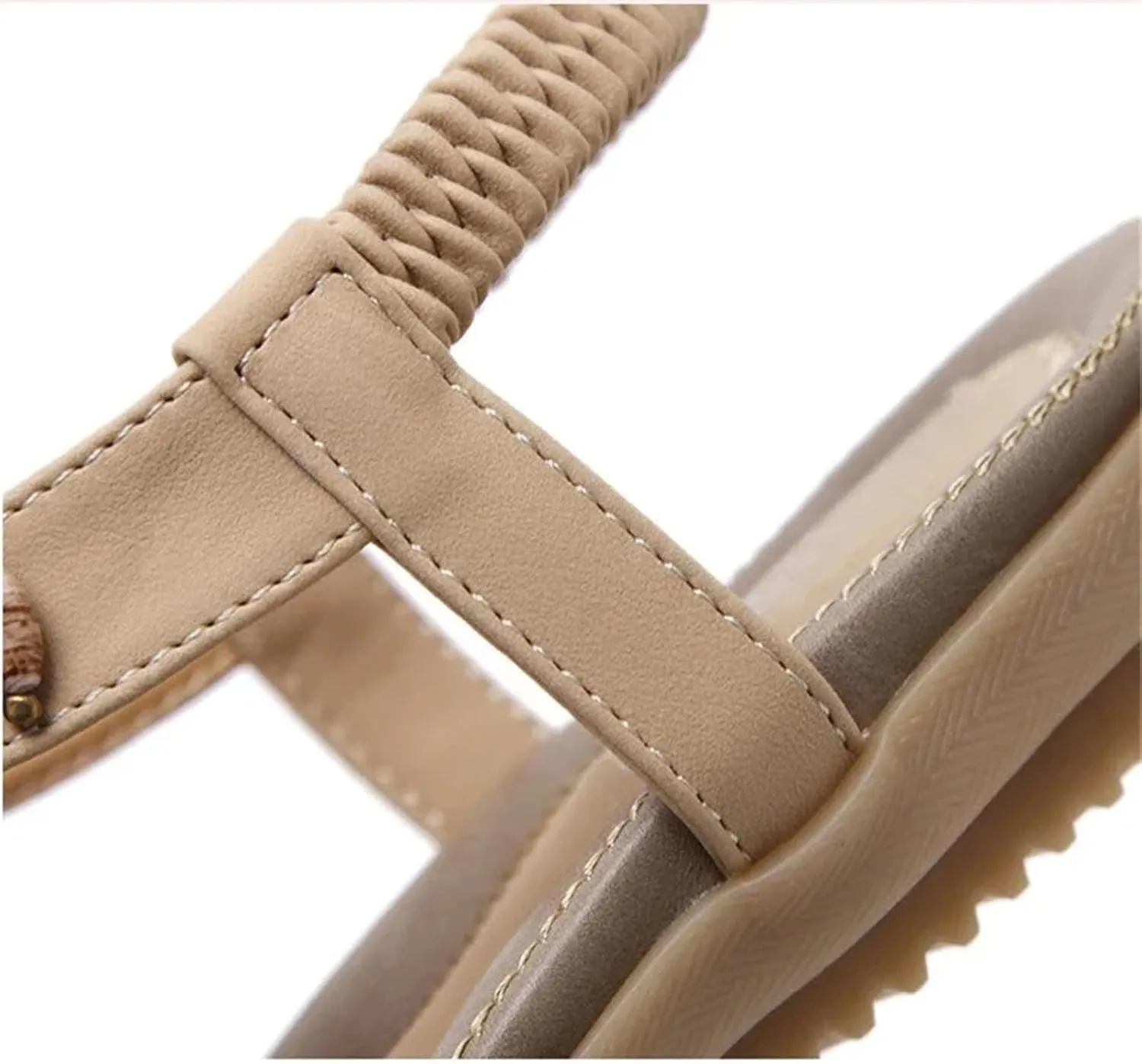 Women's Beaded Beach Gladiator Sandals Flat Slip-On Slingback Sandals