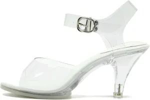 Women’s Clear Heels Pointed Toe Ankle Strap Block Stiletto Heels Wedding Party Dress Sandals