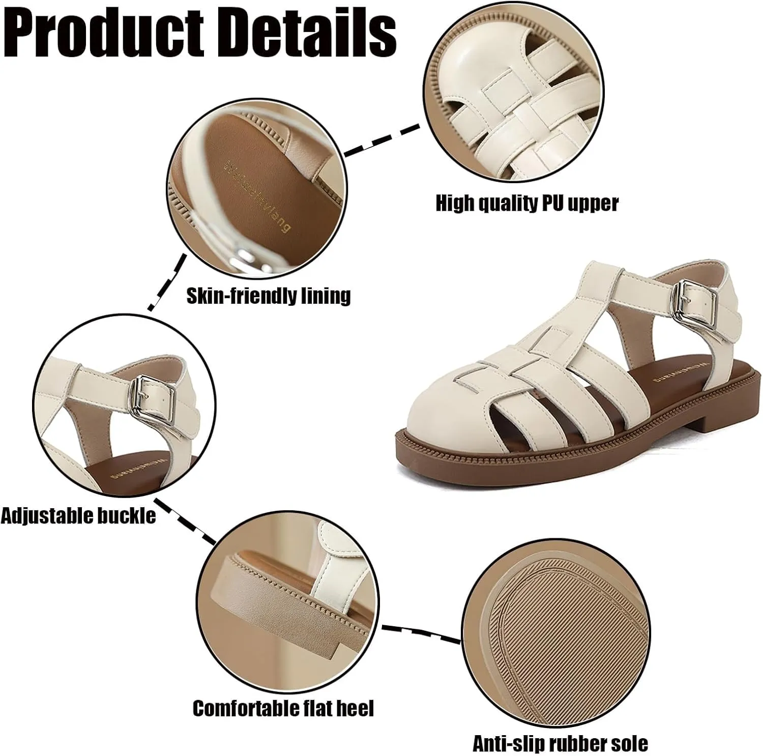 Women's Closed Toe Hollow Woven Fisherman Sandals,Fashion Adjustable Buckle Ankle Strap Flat Rome Sandals