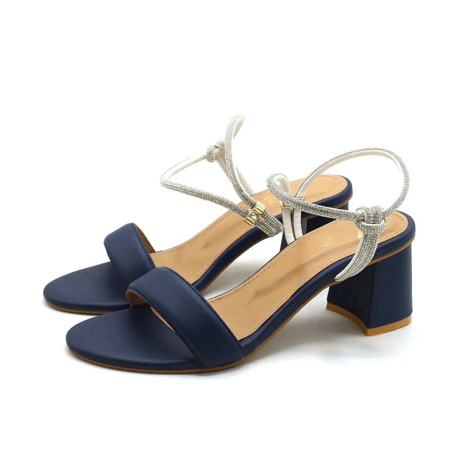 Women's Heel Sandal - Navy Blue