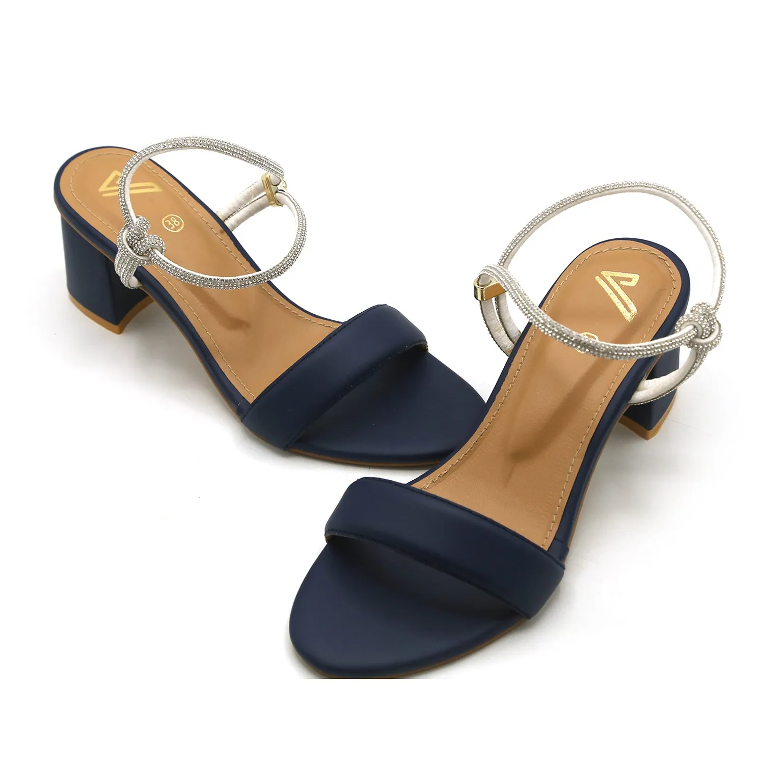 Women's Heel Sandal - Navy Blue