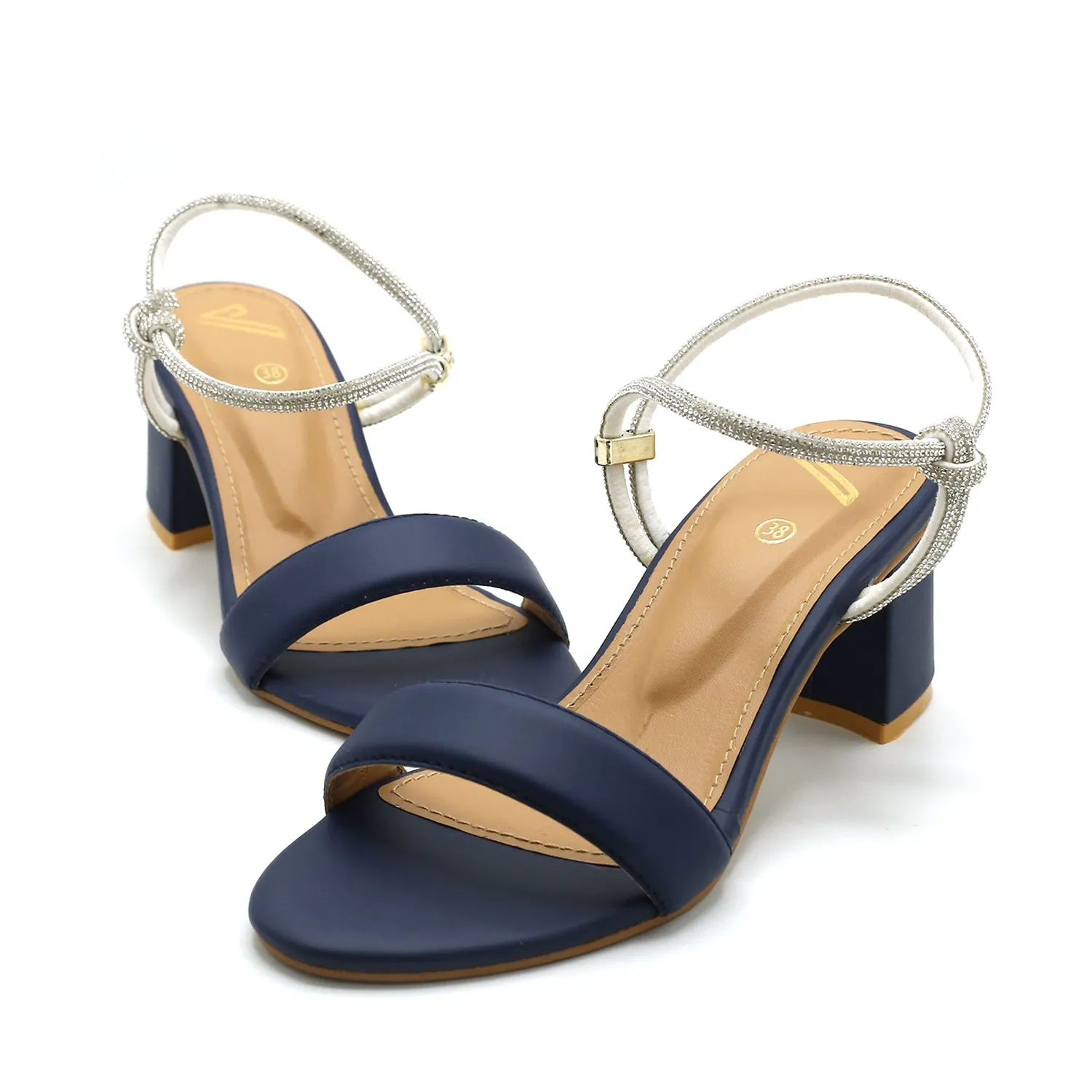Women's Heel Sandal - Navy Blue