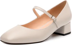 Women's Mary Jane Pumps With Low Block Heel and Square Toe - 1.3" Daily Shoes