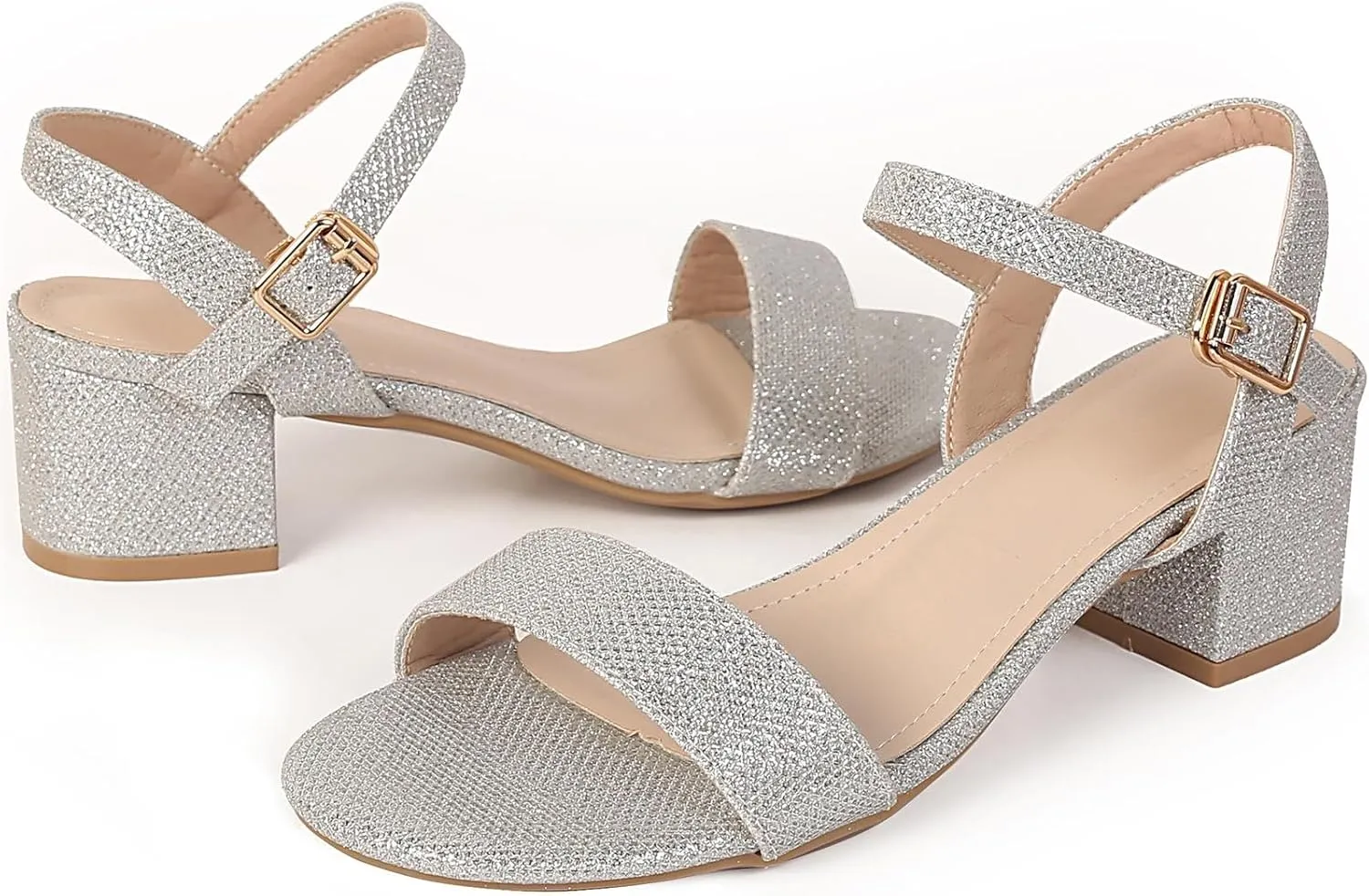Women's Open Toe Ankle Strap Chunk Low Heel Pump Sandals for Wedding Party Prom Office Homecoming Dress Shoes for Wedding Party Prom Office Homecoming Dress Shoes