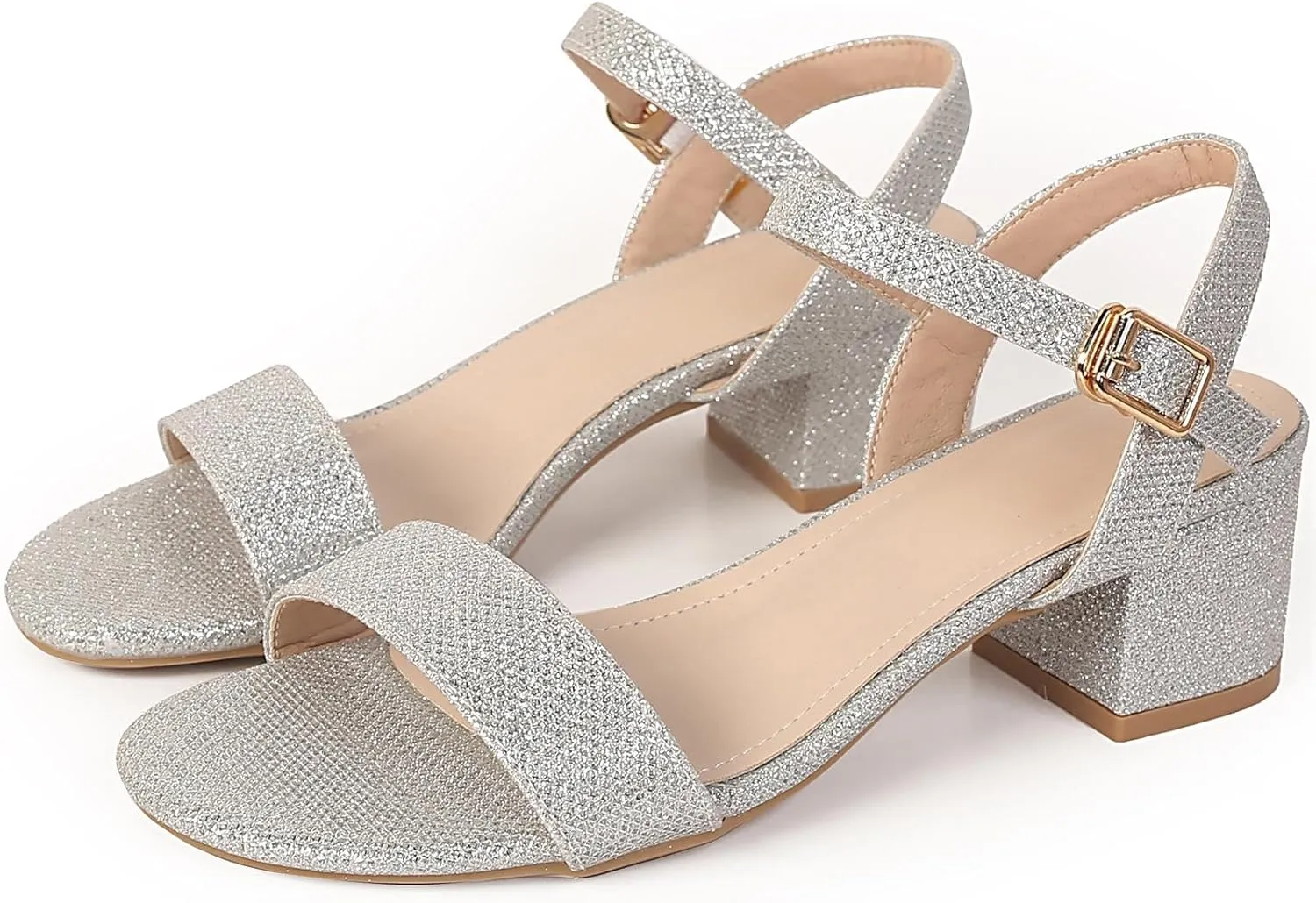 Women's Open Toe Ankle Strap Chunk Low Heel Pump Sandals for Wedding Party Prom Office Homecoming Dress Shoes for Wedding Party Prom Office Homecoming Dress Shoes