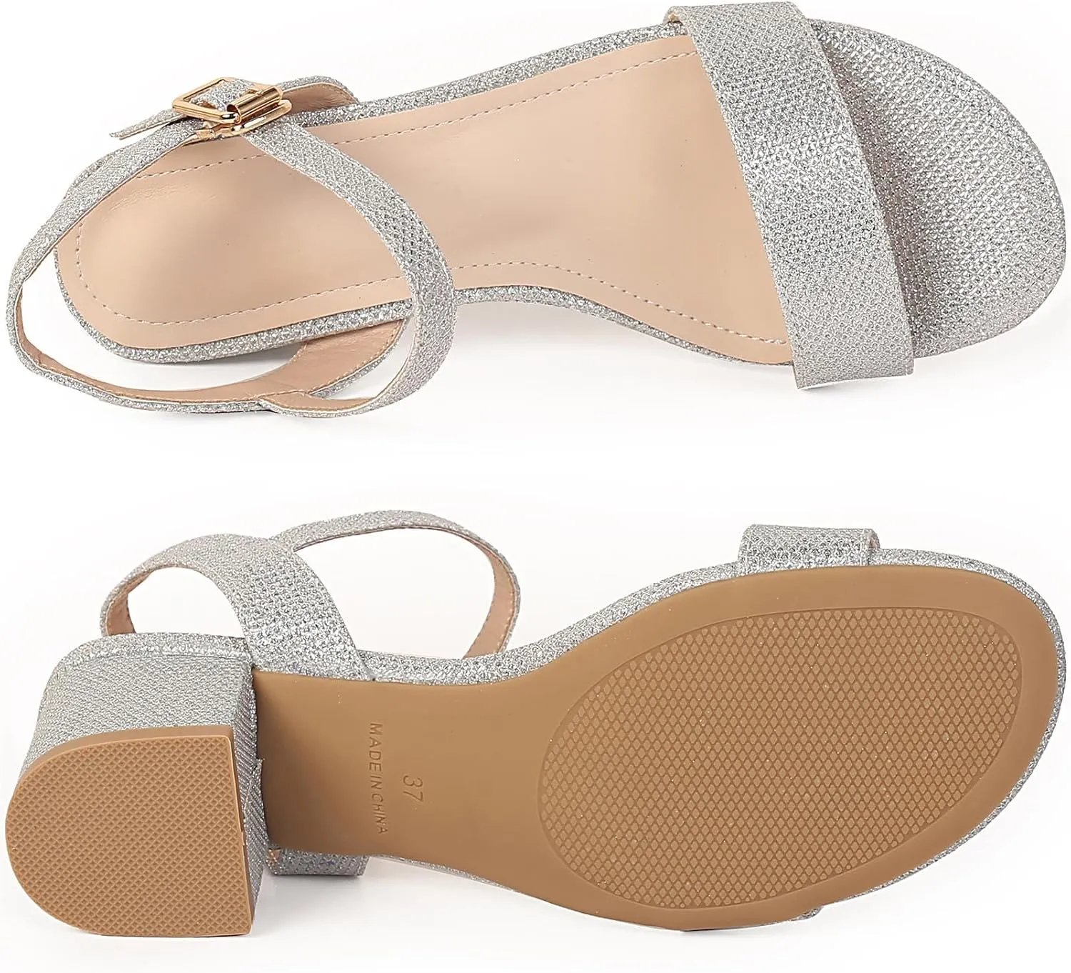 Women's Open Toe Ankle Strap Chunk Low Heel Pump Sandals for Wedding Party Prom Office Homecoming Dress Shoes for Wedding Party Prom Office Homecoming Dress Shoes