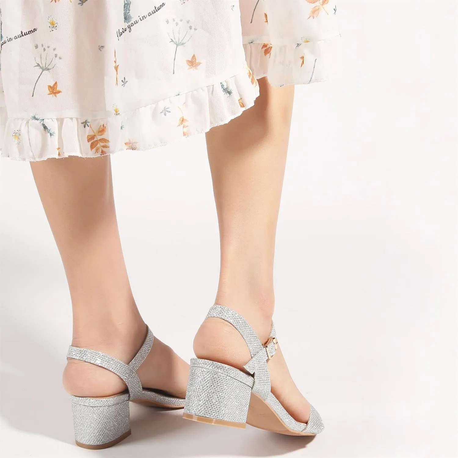 Women's Open Toe Ankle Strap Chunk Low Heel Pump Sandals for Wedding Party Prom Office Homecoming Dress Shoes for Wedding Party Prom Office Homecoming Dress Shoes