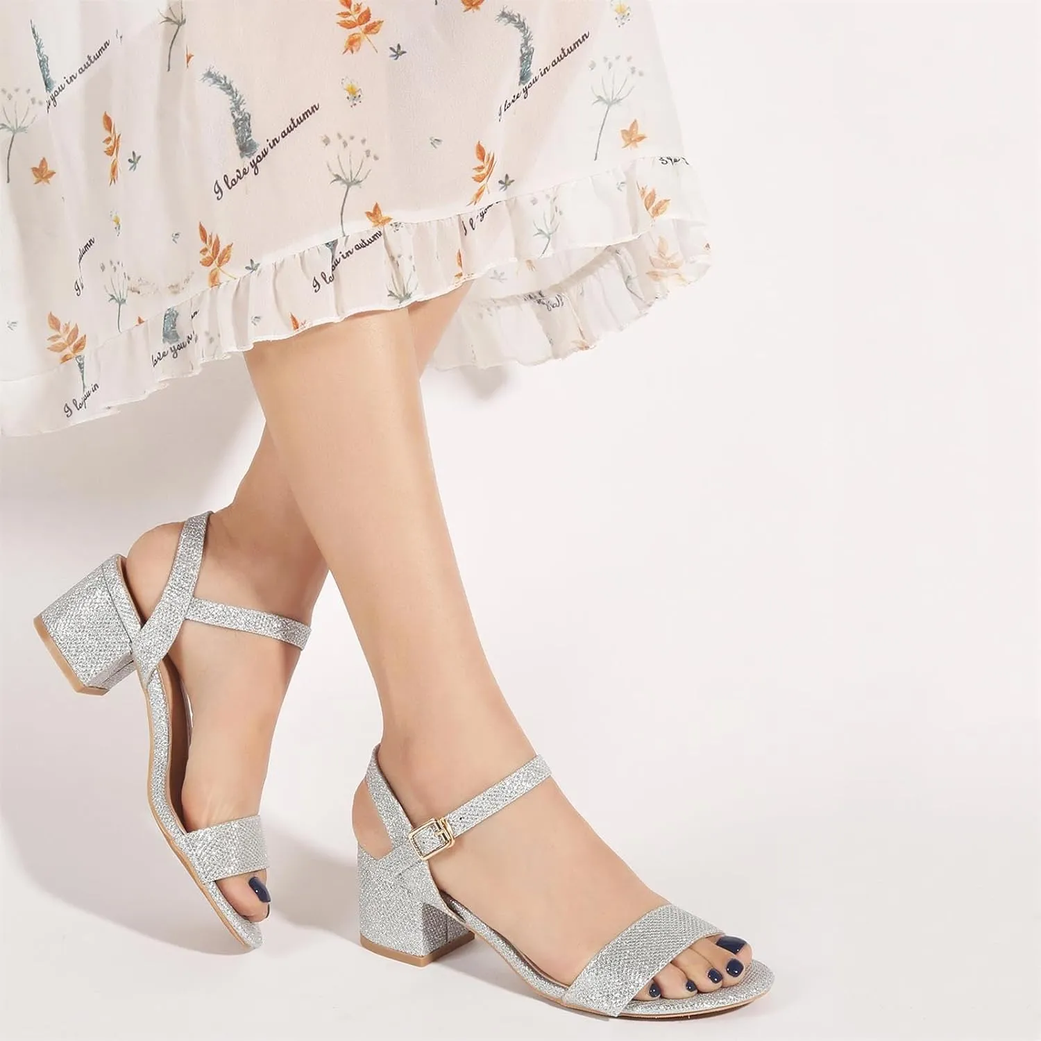 Women's Open Toe Ankle Strap Chunk Low Heel Pump Sandals for Wedding Party Prom Office Homecoming Dress Shoes for Wedding Party Prom Office Homecoming Dress Shoes