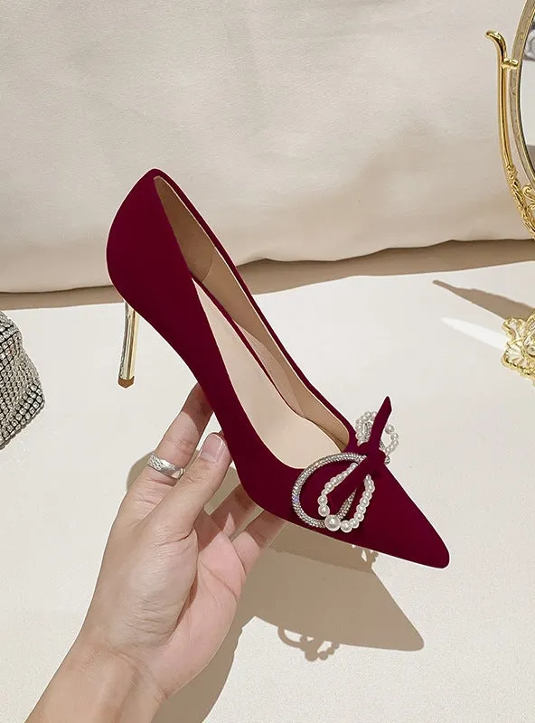 Women's Rhinestone Pointed High-heeled Shoes
