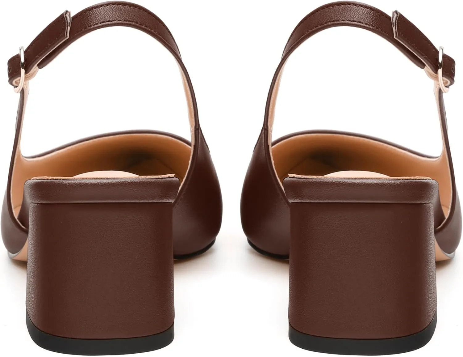 Womens Slingback Pumps, Pointed Toe Mid Chunky Heel Pump Shoes for Women, Leather Insole Comfort Daily Pumps 2"