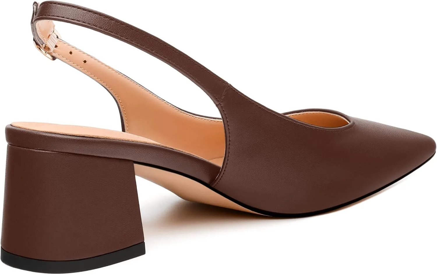 Womens Slingback Pumps, Pointed Toe Mid Chunky Heel Pump Shoes for Women, Leather Insole Comfort Daily Pumps 2"