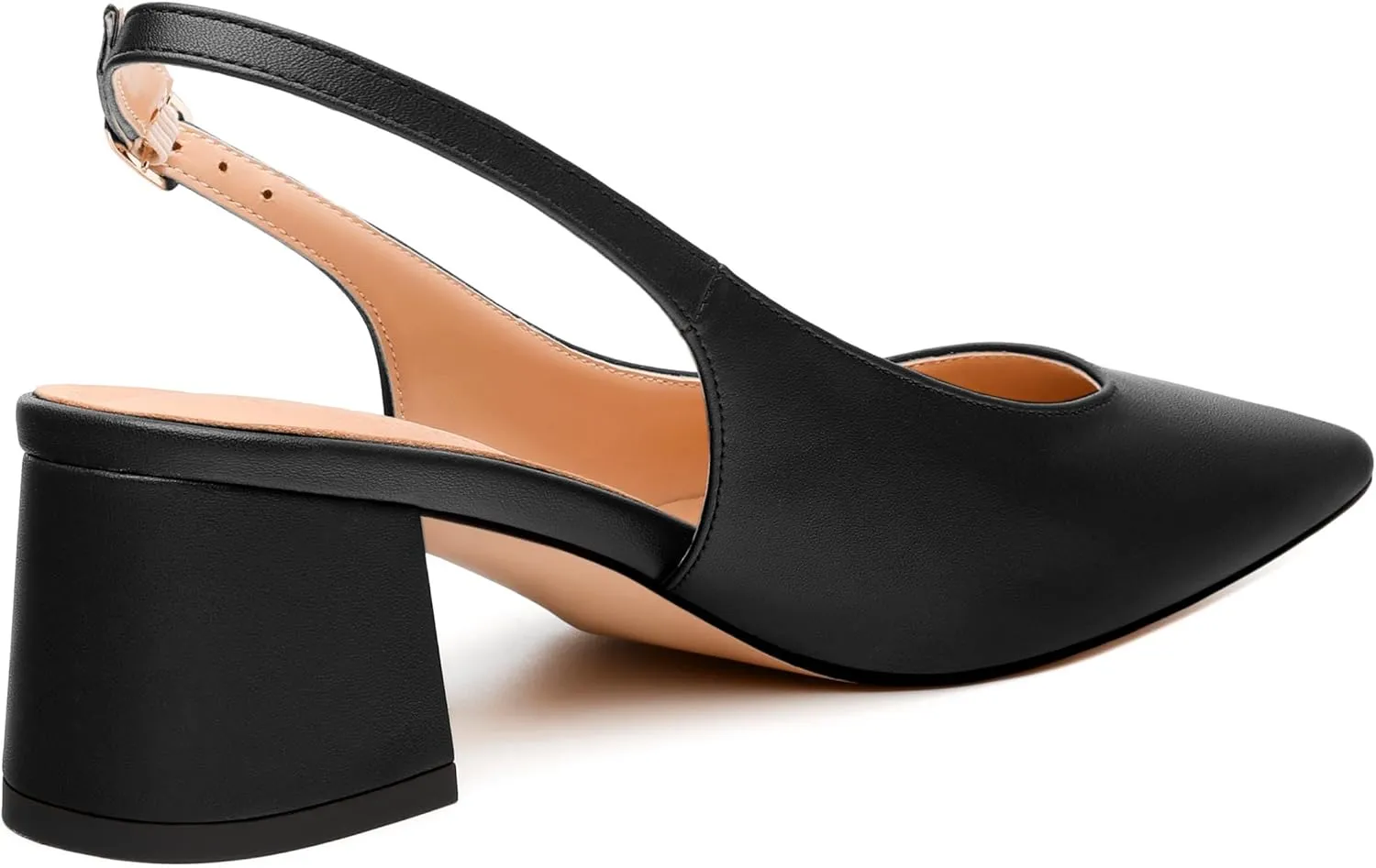 Womens Slingback Pumps, Pointed Toe Mid Chunky Heel Pump Shoes for Women, Leather Insole Comfort Daily Pumps 2"