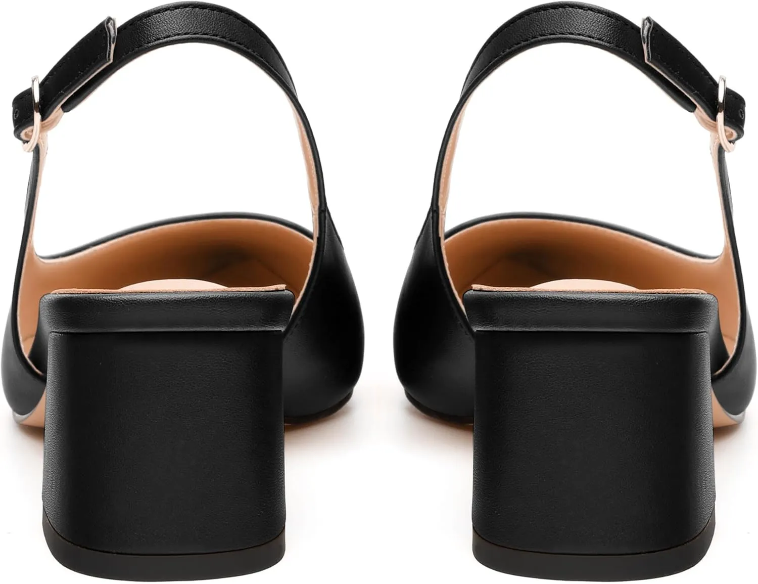 Womens Slingback Pumps, Pointed Toe Mid Chunky Heel Pump Shoes for Women, Leather Insole Comfort Daily Pumps 2"